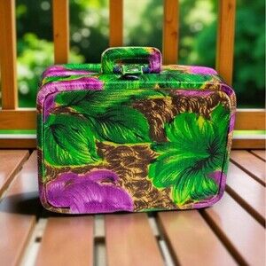 Vintage Mini Suitcase Address Book with Pencil Floral Pattern Unused Japan